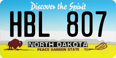 ND license plate HBL807