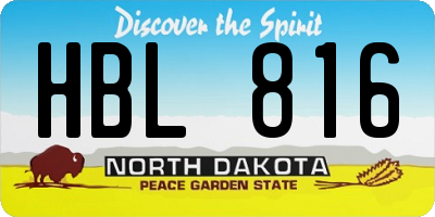 ND license plate HBL816