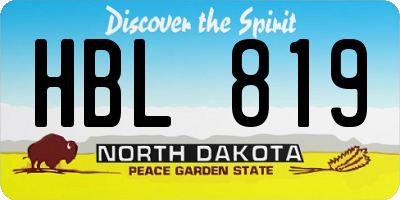 ND license plate HBL819