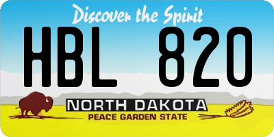 ND license plate HBL820