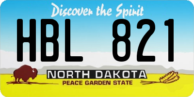 ND license plate HBL821