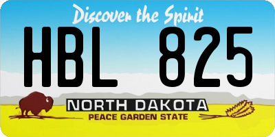 ND license plate HBL825