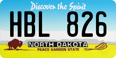 ND license plate HBL826
