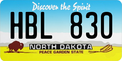 ND license plate HBL830