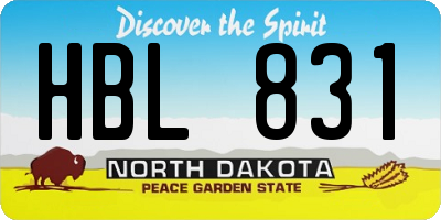 ND license plate HBL831