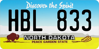 ND license plate HBL833