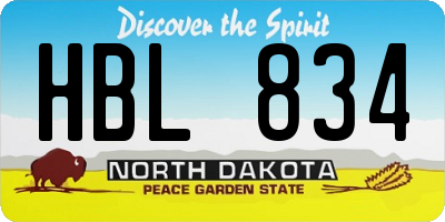 ND license plate HBL834