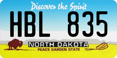 ND license plate HBL835