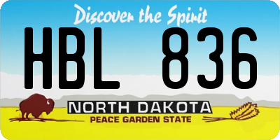 ND license plate HBL836