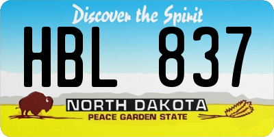 ND license plate HBL837