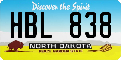 ND license plate HBL838