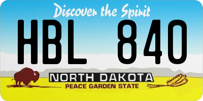 ND license plate HBL840