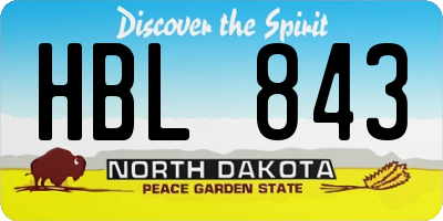 ND license plate HBL843