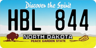 ND license plate HBL844