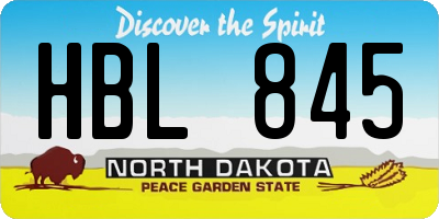 ND license plate HBL845