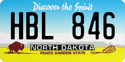 ND license plate HBL846