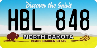 ND license plate HBL848