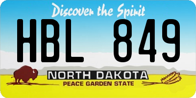 ND license plate HBL849