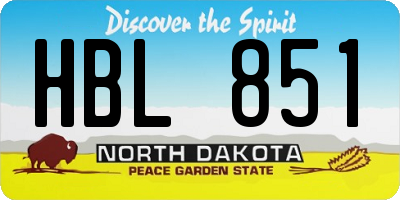 ND license plate HBL851