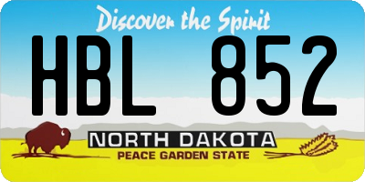 ND license plate HBL852