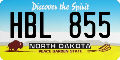 ND license plate HBL855