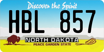 ND license plate HBL857