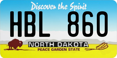 ND license plate HBL860