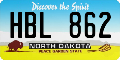 ND license plate HBL862