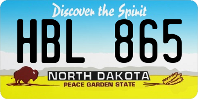 ND license plate HBL865
