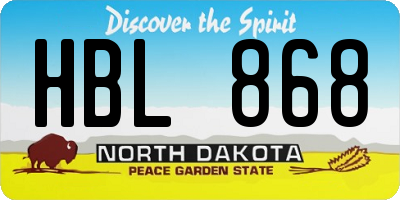 ND license plate HBL868