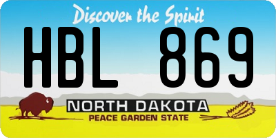 ND license plate HBL869