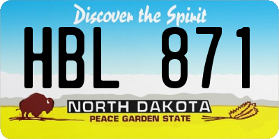 ND license plate HBL871