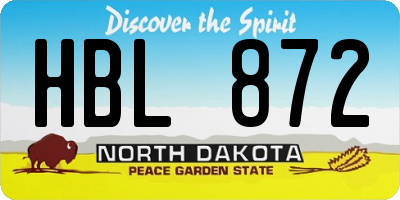 ND license plate HBL872