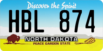 ND license plate HBL874