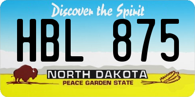 ND license plate HBL875