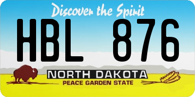 ND license plate HBL876