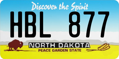 ND license plate HBL877