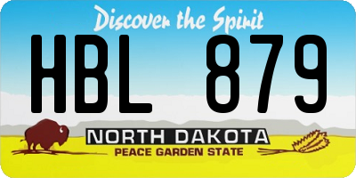 ND license plate HBL879