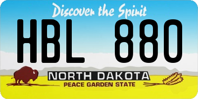 ND license plate HBL880