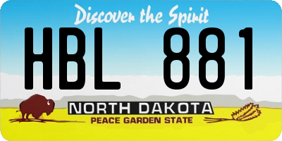 ND license plate HBL881