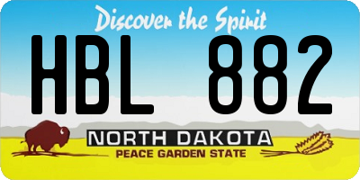 ND license plate HBL882