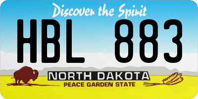 ND license plate HBL883