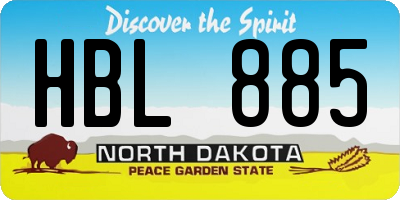 ND license plate HBL885