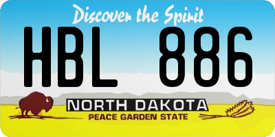 ND license plate HBL886