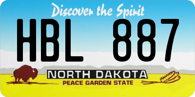 ND license plate HBL887