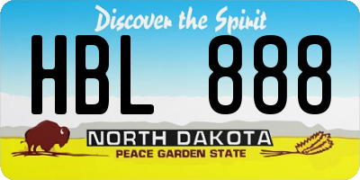 ND license plate HBL888