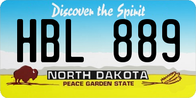 ND license plate HBL889