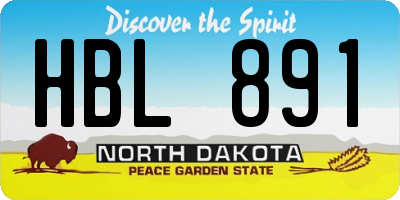 ND license plate HBL891