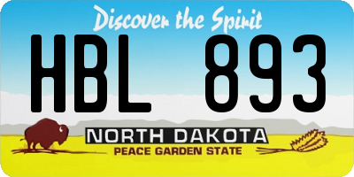 ND license plate HBL893