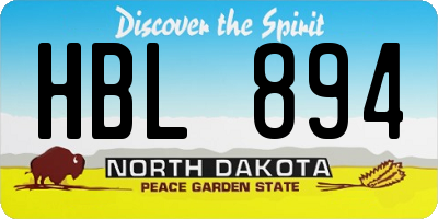 ND license plate HBL894